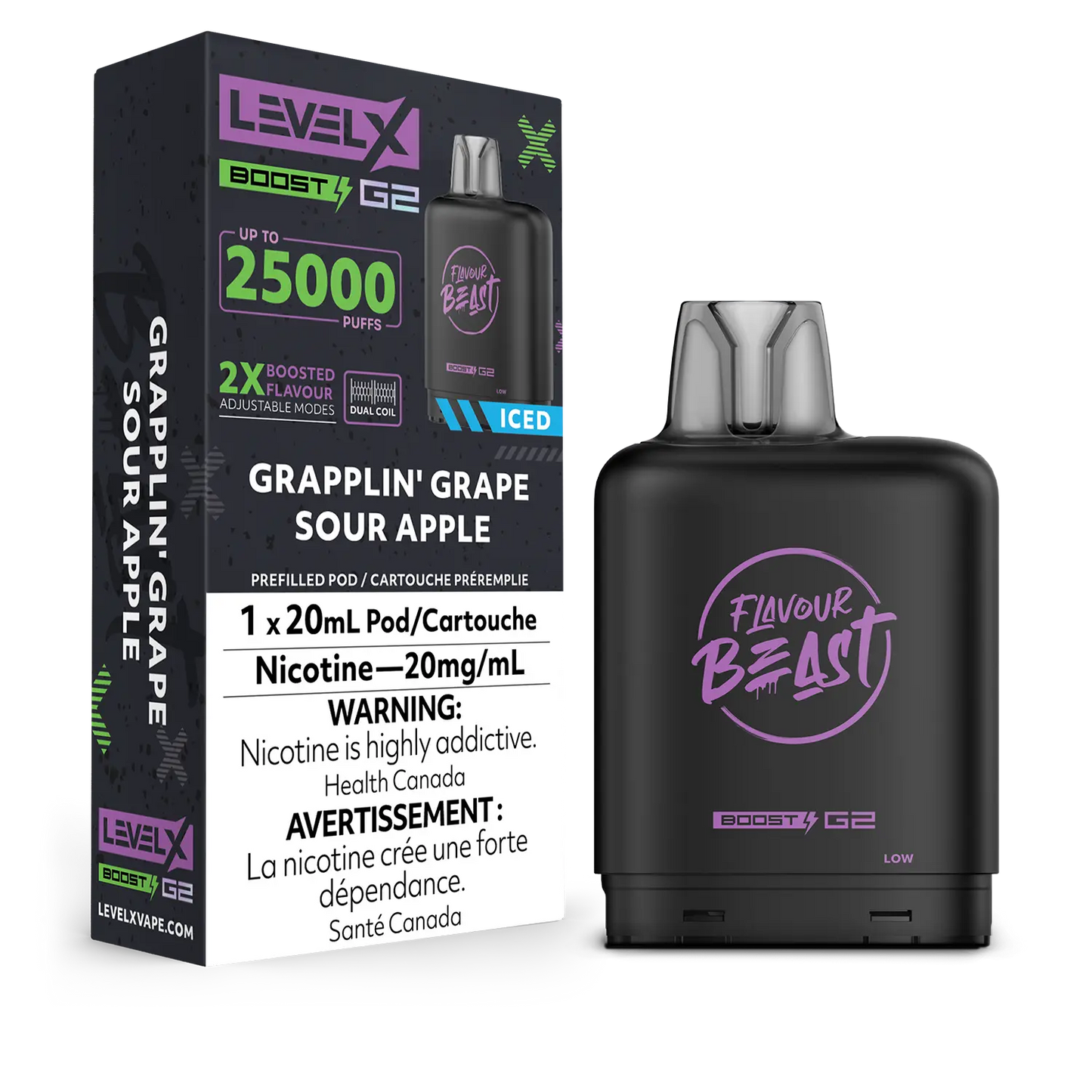 Level X Boost G2 Pod - Flavour Beast - Grapplin' Grape Sour Apple Iced